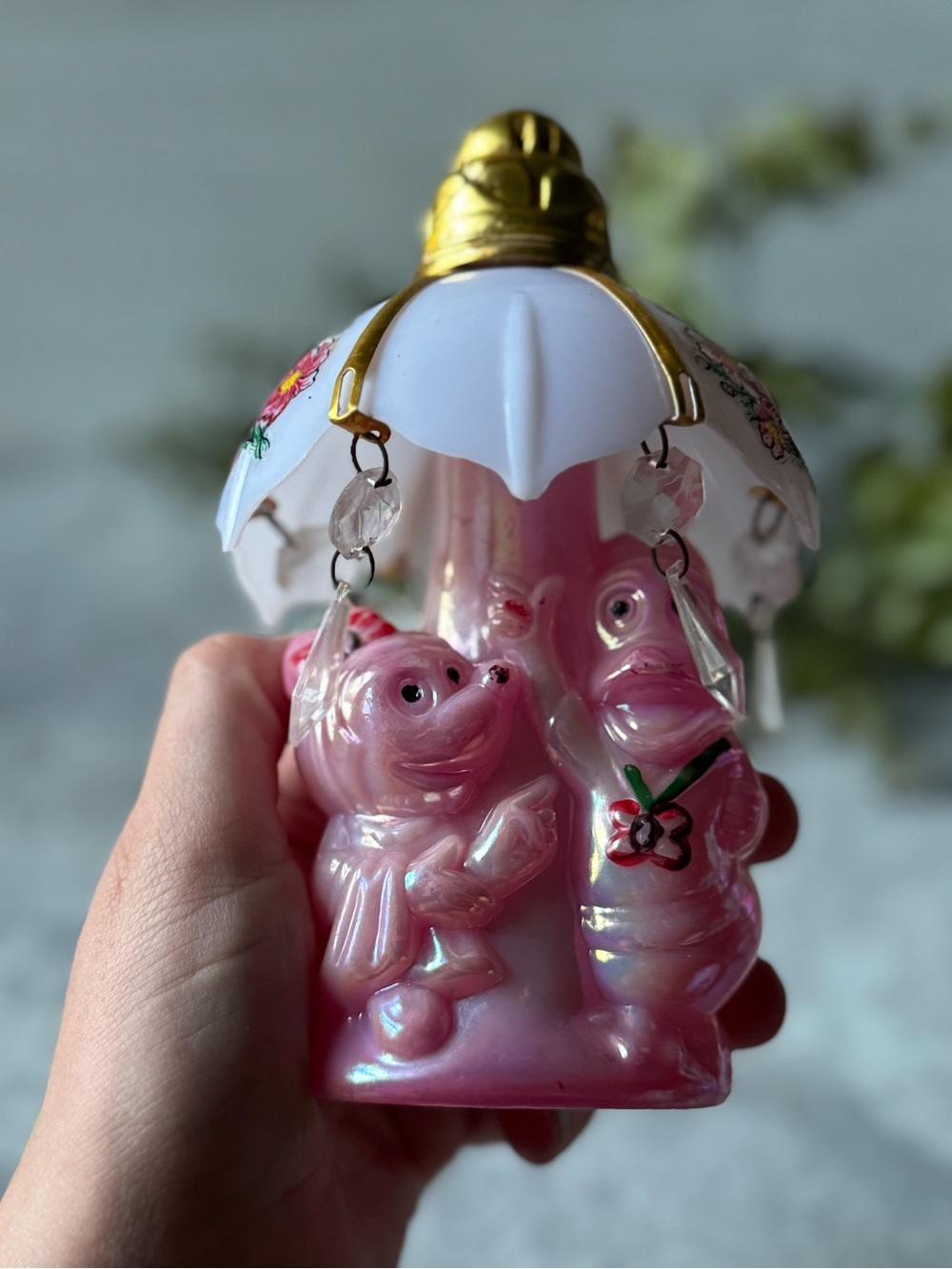 Vintage Avon Pink Opalescent Lamp Scent Diffuser